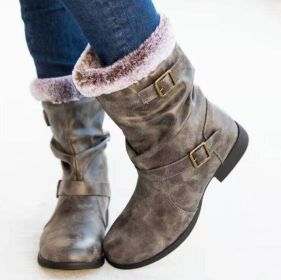 Leather Mid-heel Martin Boots