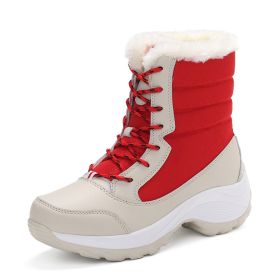 YAERNI Women Boots Waterproof Winter Shoes Women Snow Boots Platform Keep Warm Ankle Winter Boots With Thick Fur Heels Botas