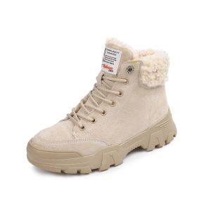 Ladies Snow Boots Plush Warm Fur Casual Martin Boots Shoes Sports Shoes Ankle Boots Thick-soled Lace-up Short-tube Winter Shoes